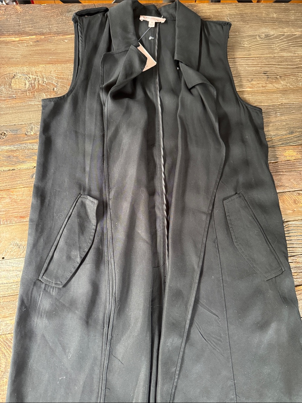 Philosophy black sleeveless trenchcoat notched collar NWT S/M - Picture 7 of 9